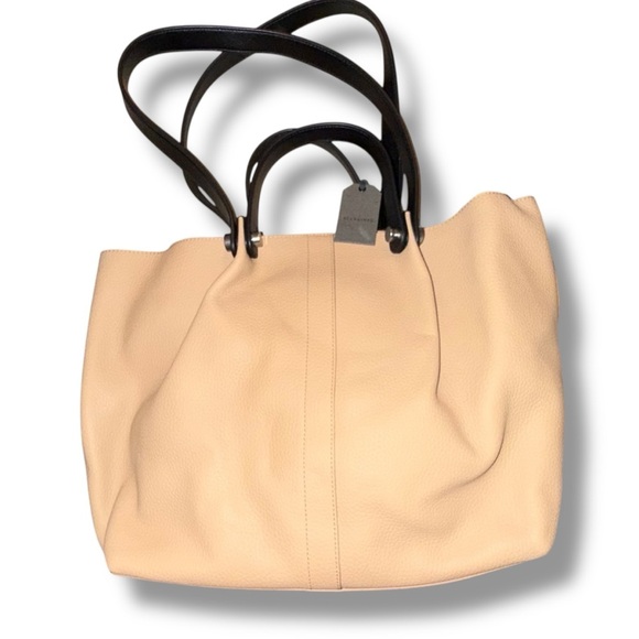 NWT ALL SAINTS Small Allington Tote with Interior Pouch - Tan/Black Handles - Picture 2 of 16